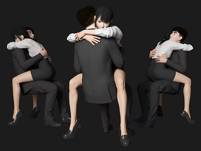 Couple Hugging With Sitting On Lap Pose From Different Angles 3d model