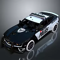 Modern Black And White Police Car With Roof Lights And POLICE Logo