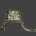 Old Wooden Wheelbarrow With Two Metal Spoked Wheels And Worn Plank Bed