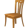 Classic Wooden Dining Chair With Curved Backrest And Solid Seat Design 3d model