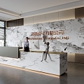 Modern company front desk background wall reception area bar desk reception desk hall simple lobby 3d model