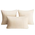 Multiple Cozy Beige Ribbed Velvet Pillows For Comfortable Home Sofa Decor