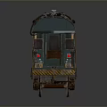 Vintage Train Model with Wooden Brown and Green Exterior Detailed Design on Wheels and Top
