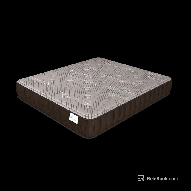 Comfortable Mattress With Gray Pattern Surface And Brown Border For Supportive Sleep 3d model 