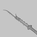 Handcrafted Ancient Weapon With Serrated Metal Blade And Gray Rope Wrapped Handle