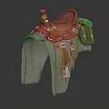 Brown Leather Equestrian Sports Saddle with Saddle Bags and Classic Design Features