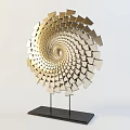 Modern Spiral Metal Decorative Ornament Set With Geometric Design And Black Base Stand