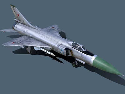 Soviet Military Fighter Jet With Green Nose Number 27 And Missiles On Wings 3d model