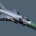 Soviet Military Fighter Jet With Green Nose Number 27 And Missiles On Wings