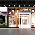 Modern Exhibition Booth Design With Glass Facade Green Plants And Professional Signage