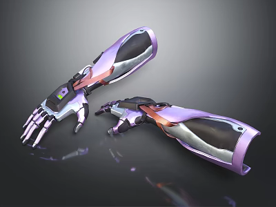 Advanced Purple Silver Mechanical Arm With Metallic Structure And Futuristic Design 3d model
