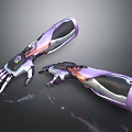 Advanced Purple Silver Mechanical Arm With Metallic Structure And Futuristic Design