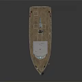White Wooden Boat With Red Bottom Cabin And Lifebuoy On Deck