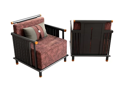 Single Sofa Chair Armrest Sofa Armchair Pillow Reading Sofa 3d model