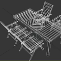 Wooden Outdoor Table With Four Chairs And Grid Design For Patio Furniture