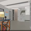 Gaming Study Room Decorated with Figurines Desk Monitor and Window Curtains