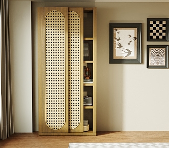 Nordic Walnut Wood Cabinet 3d model