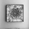 Black and White Succulent Plant Painting Framed Hanging on Wall Art Decor