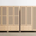 Modern Wooden Wardrobe Design With Lattice Panel Doors And Drawer Storage