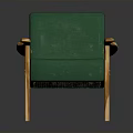 Green Vintage Armchair Featuring Wooden Armrests Legs And Comfortable Upholstered Seat