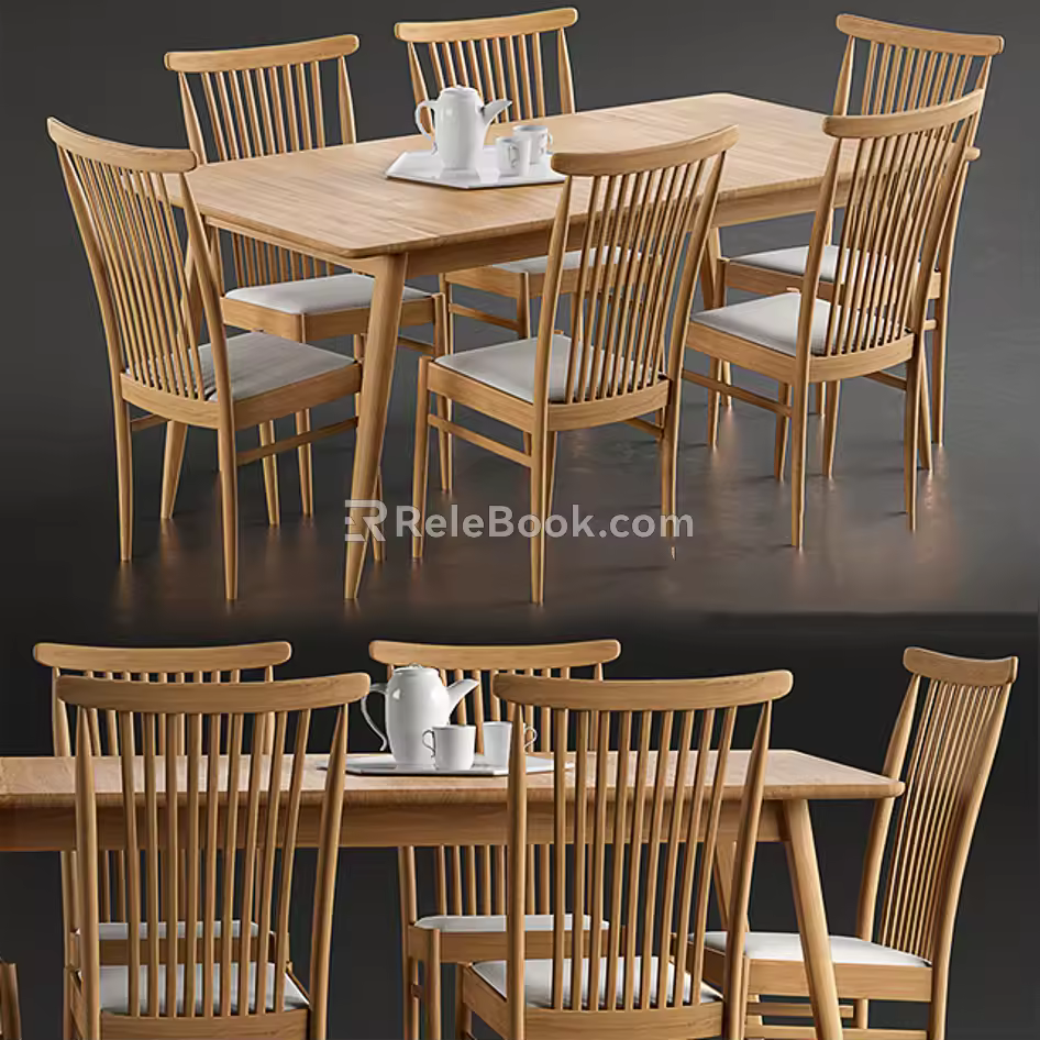 Dining table and chair combination 3d model