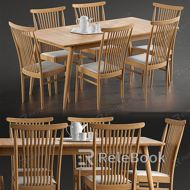 Dining table and chair combination model