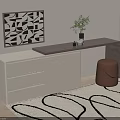 Modern Italian Dressing Table Light Luxury Dressing Table Makeup Table Makeup Stool Combination Makeup Mirror Desk Ornaments Combination Vase 3d model