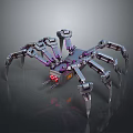 Mechanical Spider With Metallic Legs Purple Red Accents And Illuminated Robotic Body