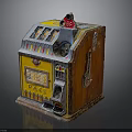 Vintage PACE Slot Machine With 5 Cent Sign Wooden Structure And Colorful Decorations