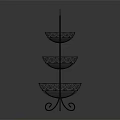 Three Tiered Metal Fruit Basket Stand with Intricate Design for Home Decor