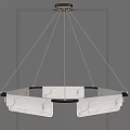 Modern Circular Chandelier With Marble Patterned Hanging Light Panels And Soft Lighting Design 3d model