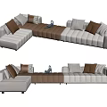 Modern Sectional Sofa Interior With Two Tone Modules Soft Cushions And Comfortable Design 3d model