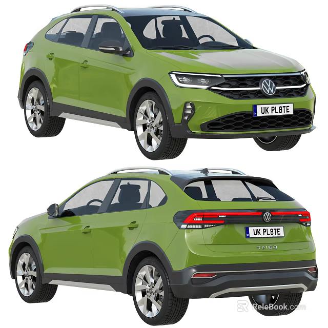 Green Volkswagen Crossover Car With Modern Front And Rear Design Features Alloy Wheels 3d model 