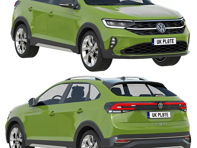 Green Volkswagen Crossover Car With Modern Front And Rear Design Features Alloy Wheels 3d model