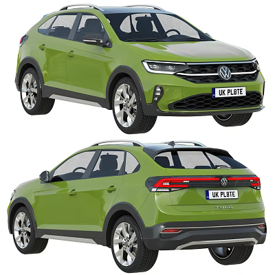 Green Volkswagen Crossover Car With Modern Front And Rear Design Features Alloy Wheels 3d model
