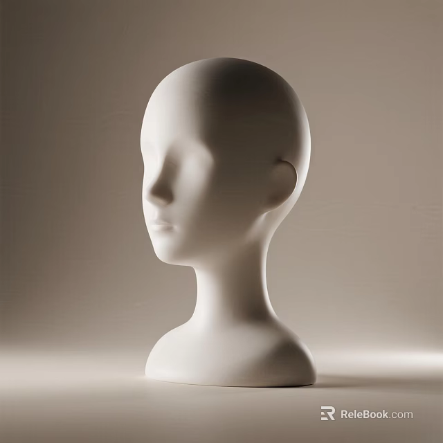 White Head Mannequin Decorative Ornament Set with Smooth Surface for Accessory 3d model 