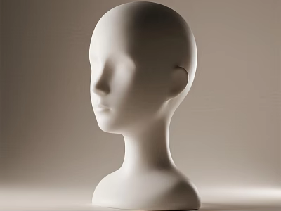 White Head Mannequin Decorative Ornament Set with Smooth Surface for Accessory 3d model