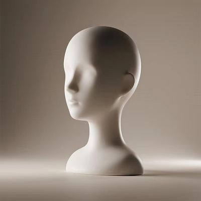 White Head Mannequin Decorative Ornament Set with Smooth Surface for Accessory 3d model