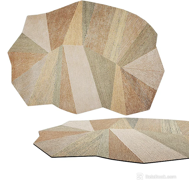 Square Rug With Geometric Pattern In Neutral Tones For Home Decor 3d model 