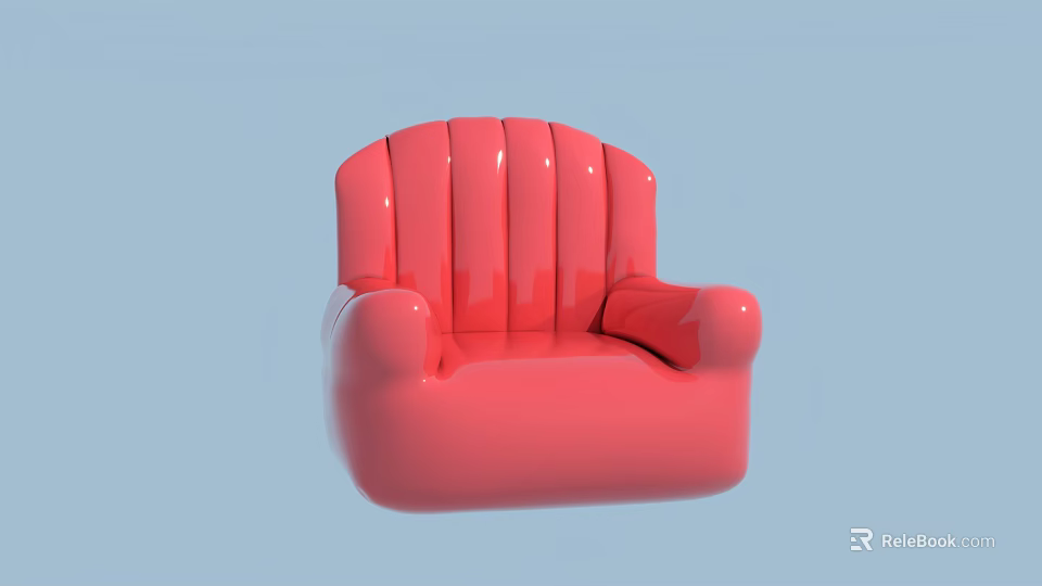 Stylish Pink Shell Shaped Single Sofa with Smooth Glossy Surface against Light Blue Background 3d model