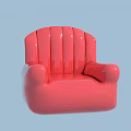 Stylish Pink Shell Shaped Single Sofa with Smooth Glossy Surface against Light Blue Background 3d model