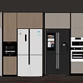 Modern Kitchen With Built in Refrigerators Freezers And Wooden Cabinets Appliances