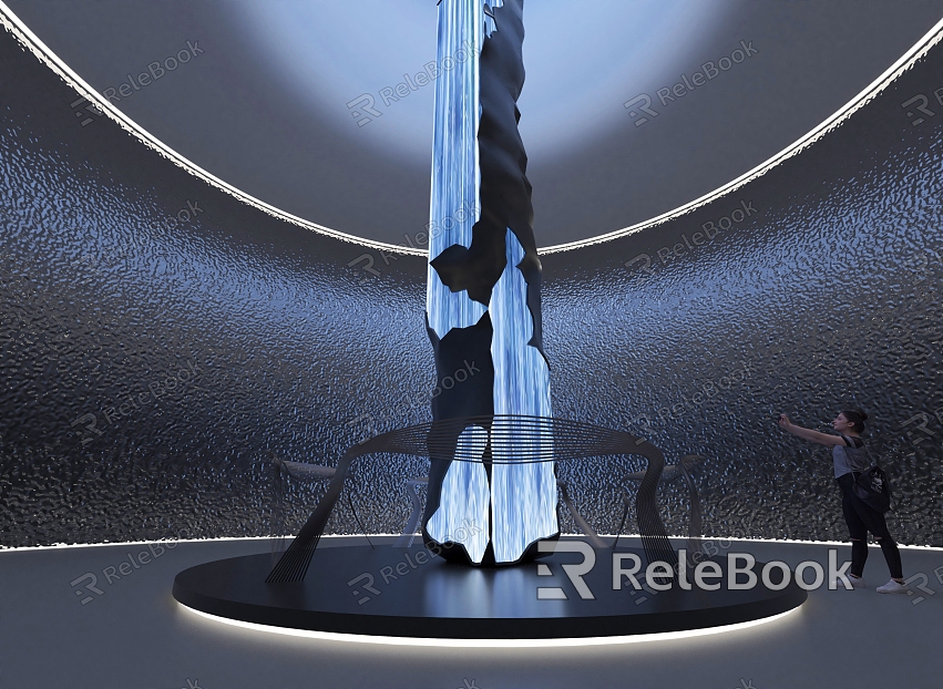 Immersion Space Exhibition Hall Multimedia Pillar LED Column Stone Ring Stone Pillar Art Exhibition Hall Art Device Multimedia Multimedia Exhibition Hall Mirror model