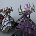 Game Movie Fantasy Female Characters With Metallic Shoulder Spikes And Layered Skirts