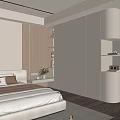 Modern White Wardrobe Design In Bedroom With Lighting And Storage Shelves