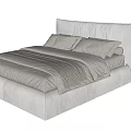 Modern Upholstered Double Bed With Soft Headboard And Neutral Bed Linens 3d model
