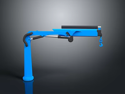 Blue Industrial Lifting Equipment With Extended Arm And End Hook Design For Handling 3d model