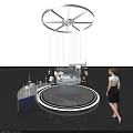 Industrial Equipment Display Platform With Wind Turbine Models And Female Observer