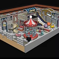 Indoor Kids Playground Design With Carousel Slide Colorful Play Zones Ball Pit And Seating Area
