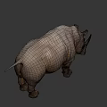 Realistic 3D Rendered Rhinoceros Model With Detailed Texture And Standing Pose